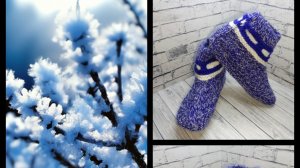 97. МК " СИНИЙ ИНЕЙ"# ТАПОЧКИ-СЛЕДОЧКИ# НА ДВУХ СПИЦАХ БЕЗ ШВОВ С ВЕЕРАМИ#