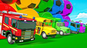 Мультяшки про машинки - Раскрась шарики и спой песенку - Детские стишки - Колеса на автобусе