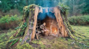 Строю уютное тайное убежище внутри дуба. Навыки выживания в дикой природе. Бушкрафт