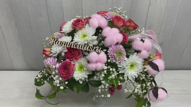 Композиция из живых цветов и хлопка в мартиннице смотреть онлайн