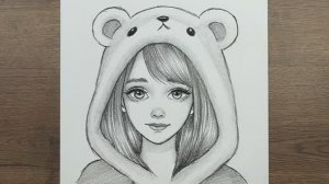 Рисунок симпатичной девушки в толстовке карандашом, как нарисовать  девушку шаг за шагом