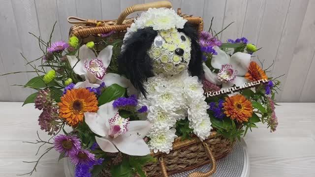 Собака породы хин из живых цветов смотреть онлайн