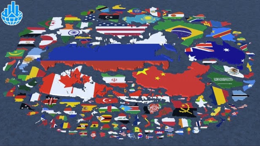 Сравнение размеров стран в 3D.