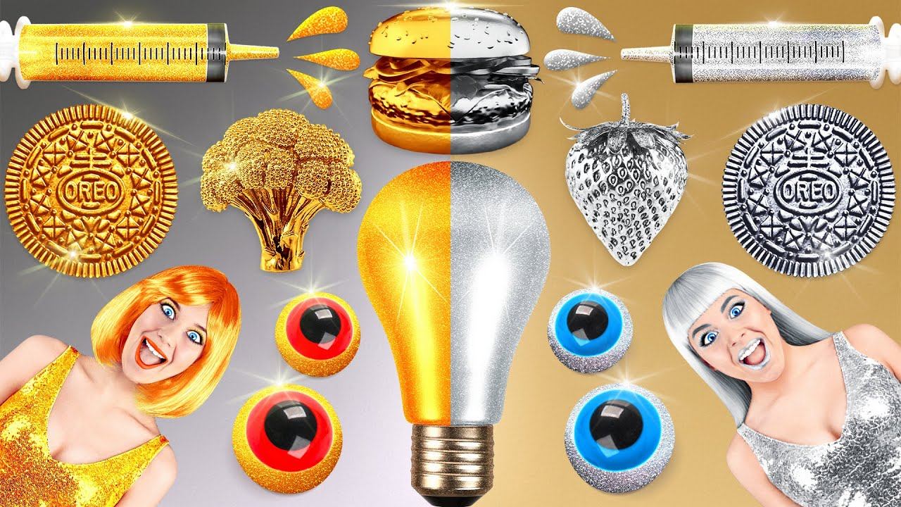 ЗОЛОТАЯ ЕДА ИЛИ СЕРЕБРЯНАЯ? 24 ЧАСА ЕДИМ ЕДУ ОДНОГО ЦВЕТА! Цветной челлендж от Multi DO смотреть онлайн