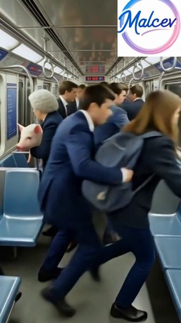 Злая бабка с поросёнком в метро.