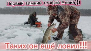Зимняя рыбалка. Первый раз на зимней рыбалке!!!! Рыбка клюет Алику нравится!!!