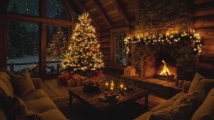 Warm Fireplace Ambience 2025 _ Snow Christmas Night with Soft Piano & Cozy Cabin Vibes