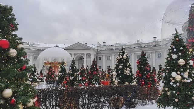 Новогодняя сказка в саду НИИ скорой помощи имени Н.В. Склифосовского. Ёлочки. Карусель. Январь 2026 смотреть онлайн