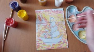 Основы рисования. Кораблик в море (техника "мазок")