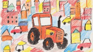 Трактор едет в городе машинок. Мультфильмы для детей.