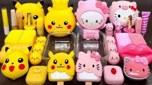 Слайм Пикачу против Китти, смешивающий макияж и блестки в Слайм, увлекательные  Слаймыа Видео ASMR