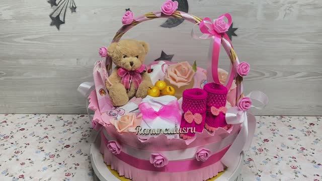 Подарок из памперсов в виде корзинки смотреть онлайн