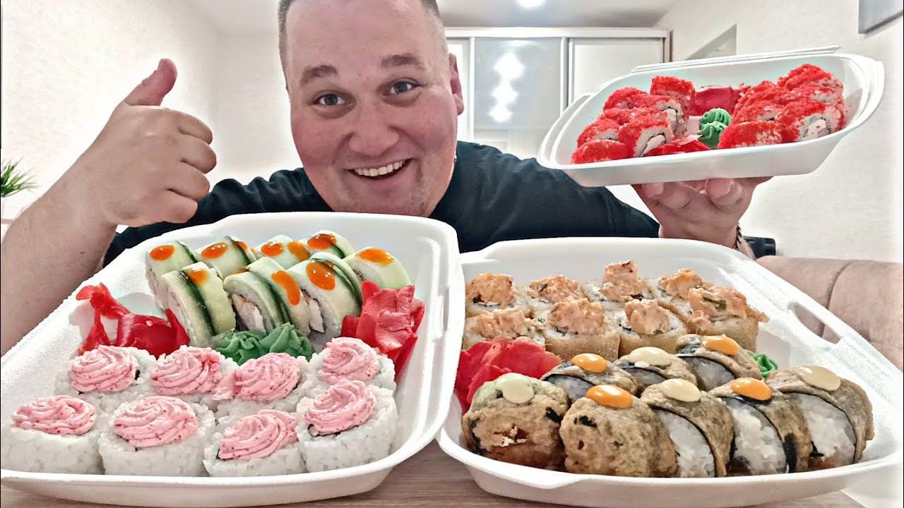 МУКБАНГ РОЛЛЫ СУШИ / MUKBANG ROLLS / ОБЖОР роллы ASMR смотреть онлайн