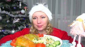 Мукбанг перец фаршированный, овощи, капуста квашеная. еда.