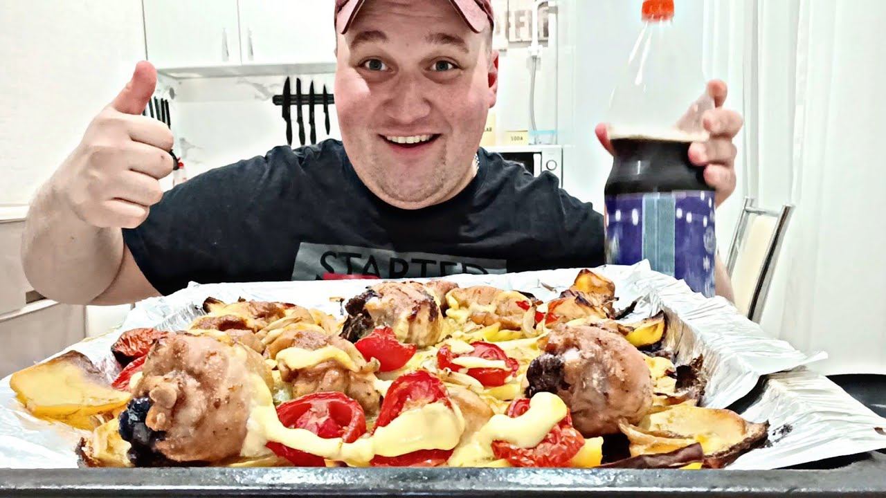 МУКБАНГ ЖАРЕНАЯ КУРИЦА и КАРТОШКА / Обжор куриные ножки, марковь по-корейски, капуста квашенная смотреть онлайн