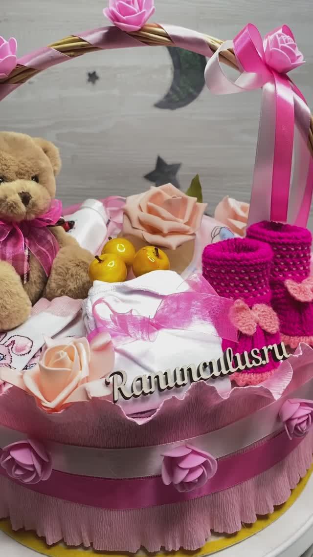 Подарок из памперсов в виде корзинки смотреть онлайн