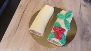 Бисквитный рулет с шоколадно-масляным кремом БИСКВИТ