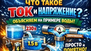 Что такое ТОК и НАПРЯЖЕНИЕ? Объясняем на примере воды