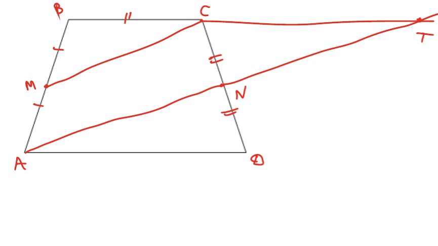 ПЛАНИМЕТРИЯ - ТРАПЕЦИЯ УНИЧТОЖЕНИЕ ВБОК ЧЕРЕЗ ТОЧКУ НА СТОРОНЕ - ПОДОБИЕ
