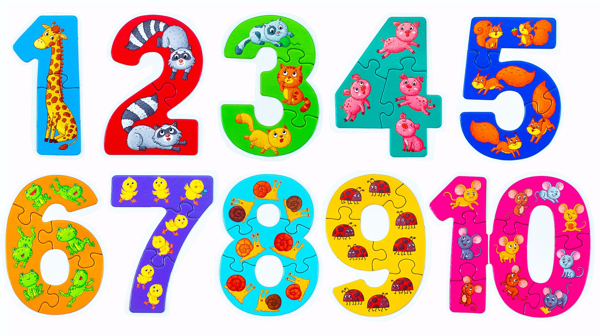 Цифры от 1 до 10 для Детей. Рисуем Красками, Собираем Пазлы. смотреть онлайн
