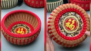 Фактурная корзина из ротанга на акриловом донышке