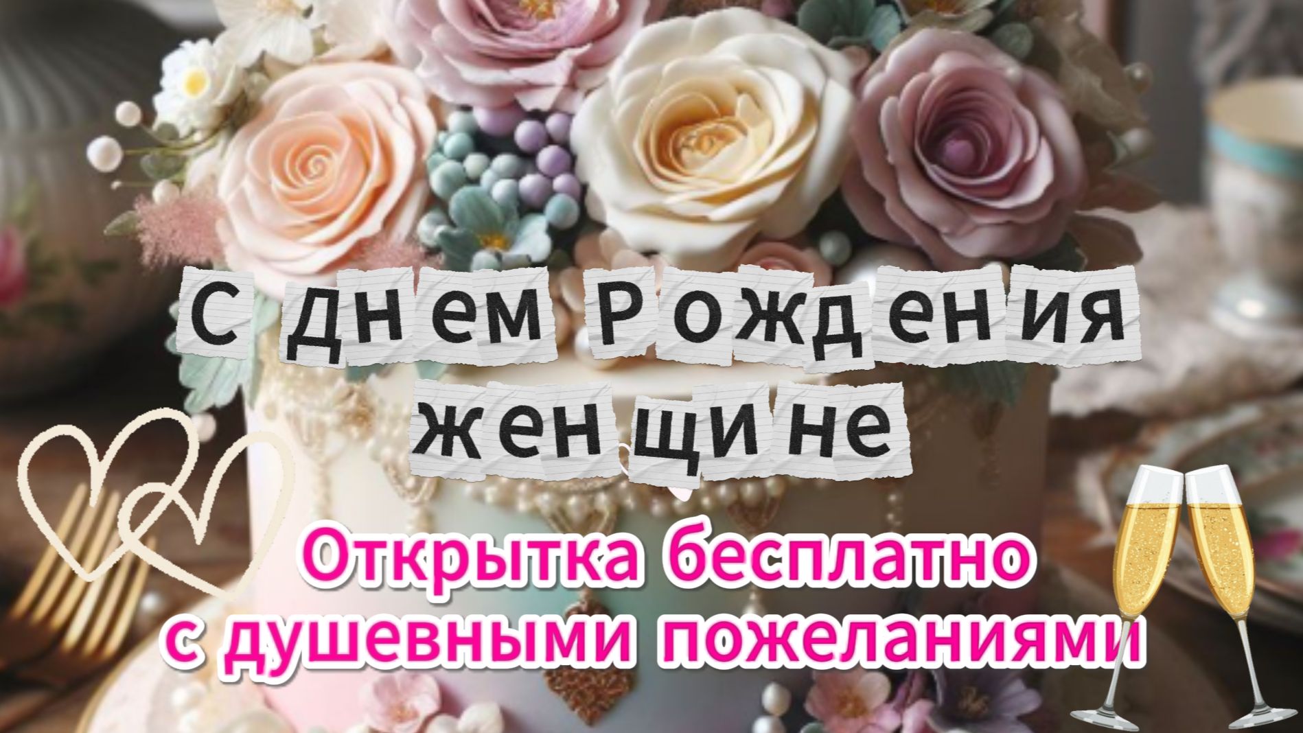 С Днем Рождения женщине! Открытка бесплатно с душевными пожеланиями 🎂 смотреть онлайн
