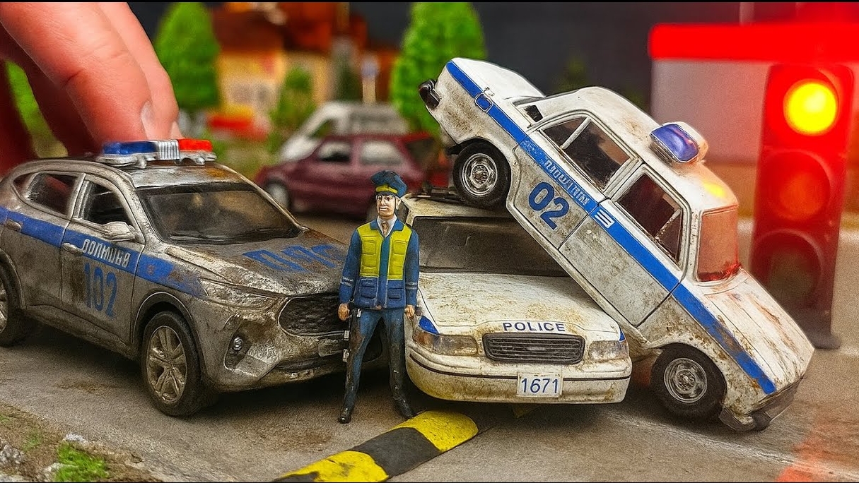 Полицейская погоня, полиция таранит машины нарушителей! Про машинки смотреть онлайн