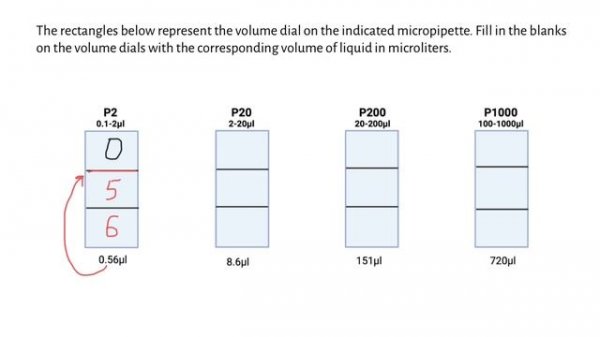 Micropipette tutorial: How to set and read the volume (quiz questions)
