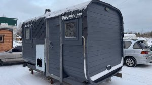 Обзор бани квадро 4х2.30м в графитовом цвете с пустой комнатой отдыха 😉