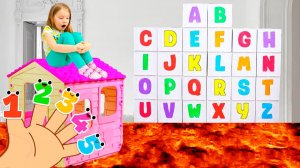 Милана с папой учат английский алфавит ABCD и учатся считать 123