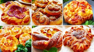 Рецепты из слоеного теста ! ТОП-6 🥐 Быстрая выпечка! Пальчики оближешь! Просто и очень вкусно!