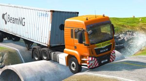 Автомобили против бетонных труб и выбоин 😱 | BeamNG.Drive | Бемиджи Драйв