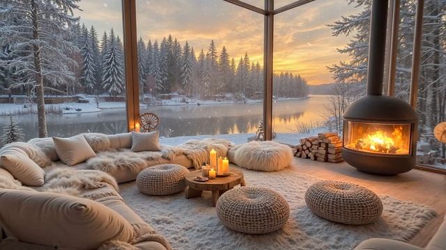 4K_Fireplace_Evening_Jazz___Warm_Balcony_by_the_Lake_with_Soothing