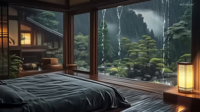 3 Hours Relaxing Sleep Music with Rain Sounds - Warm Bedroom, A Rainy Night, Peaceful Piano Music (1 смотреть онлайн