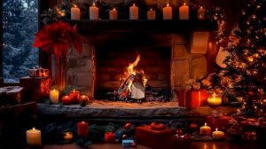 Уютная гостиная, зимний камин, Рождественский вечер, Новый Год