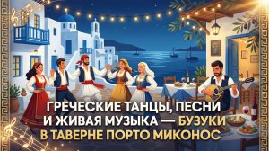 Греческие танцы, песни и живая музыка - бузуки в таверне Порто Миконос