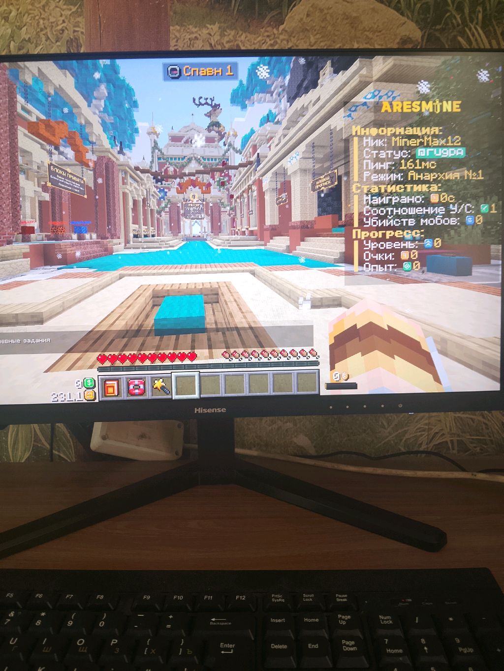 играю в Майнкрафт на аресмайне на анархий