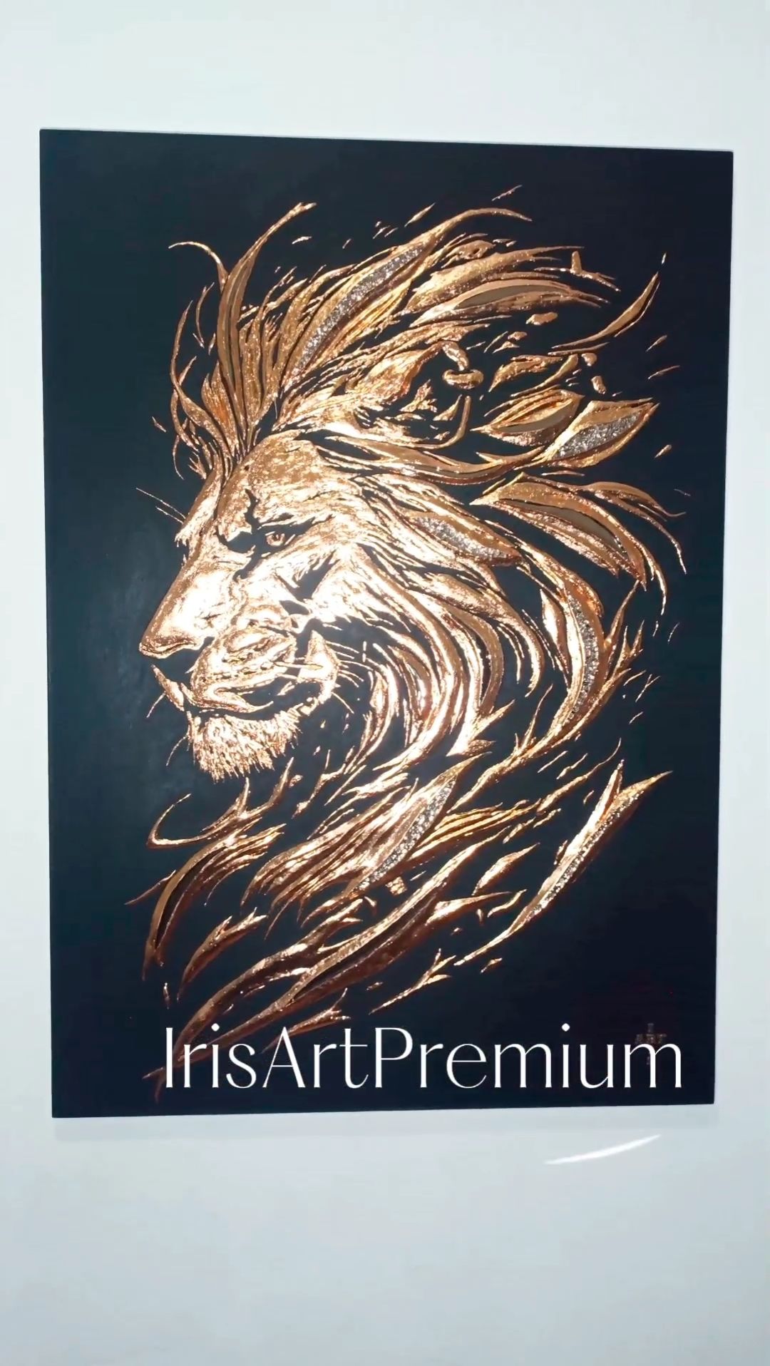 Leo 🦁 часть 3. ЗОЛОТО СИЛЫ - барельеф с инкрустацией зеркалами. IrisArtPremium