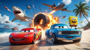 Мультик тачки Молния Маквин и Губка Боб бегут от Зомби. Ассасино и Тачка Барби в  Портал! Беги,Мак!