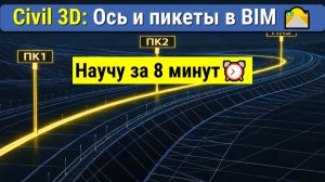 Civil 3D: Как отобразить ось трассы и пикеты в BIM|Практика