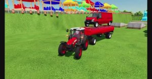 КРАСОЧНЫЙ МУЛЬТФИЛЬМ ДЛЯ МАЛЫШЕЙ. Трактор - Автовоз перевозит разноцветные микроавтобусы.