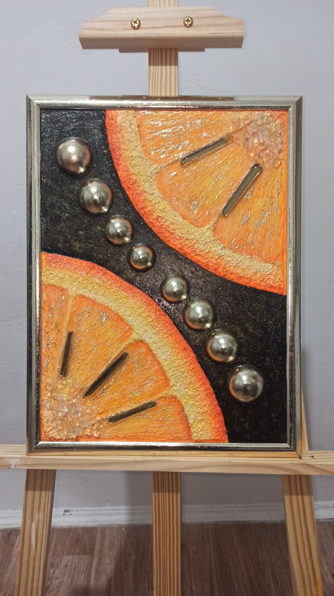 Сочное настроение 🍊 - фактурная картина с инкрустацией