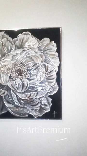 Роскошный ПИОН - премиум зеркальная картина. Обрамление. IrisArtPremium