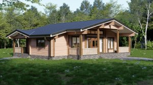 Дом из клеёного бруса 141.05м2. Отапливаемая площадь 103.57м2.