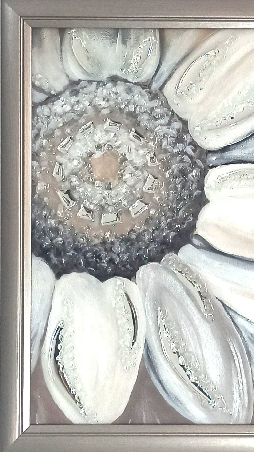 Хрустальная ромашка 🌼 - фактурная зеркальная картина с инкрустацией