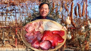 Изысканные свиные субпродукты! Кишки, печень, сердце, почки и желудок для жарки! Кухня Китая