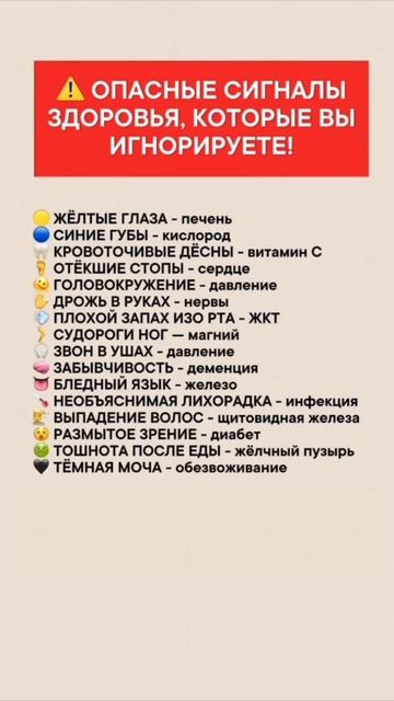 Организм всегда подаёт сигналы