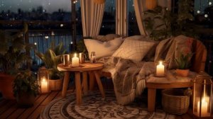 Успокаивающий зимний полуночный джаз - Снегопад на балконе под приятную джазовую музыку