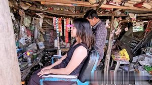 Настоящий индийский уличный парикмахер . Точечный массаж для глубокого расслабления