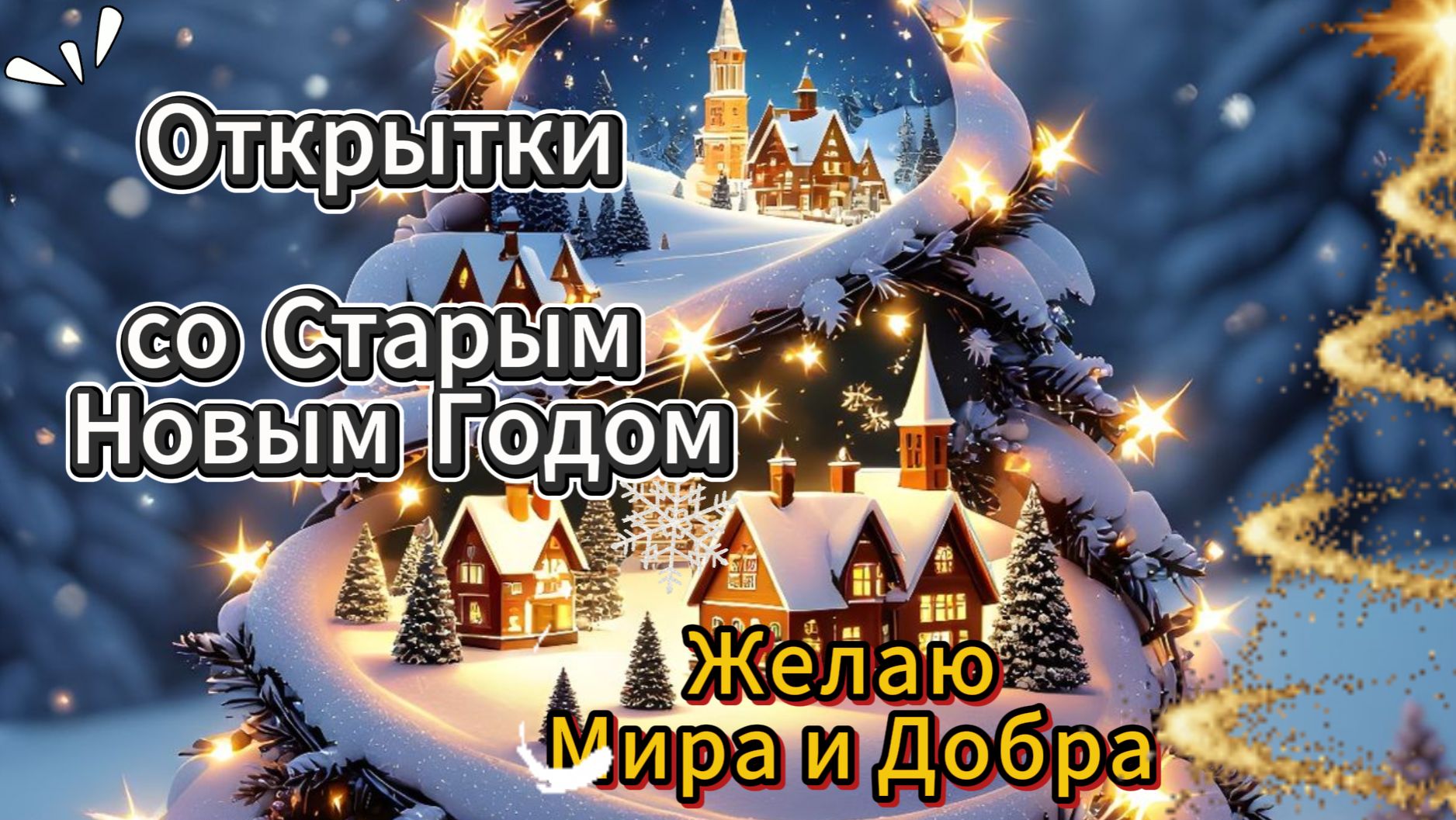 Поздравление со Старым Новым Годом Красивая Открытка смотреть онлайн